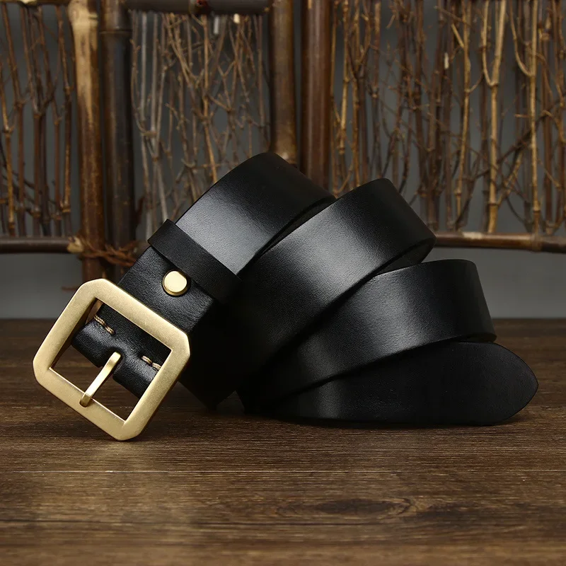 Square Copper Brass Buckle Jeans Belts