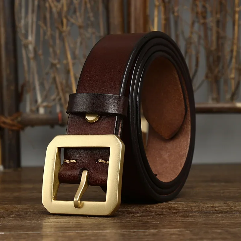 Square Copper Brass Buckle Jeans Belts