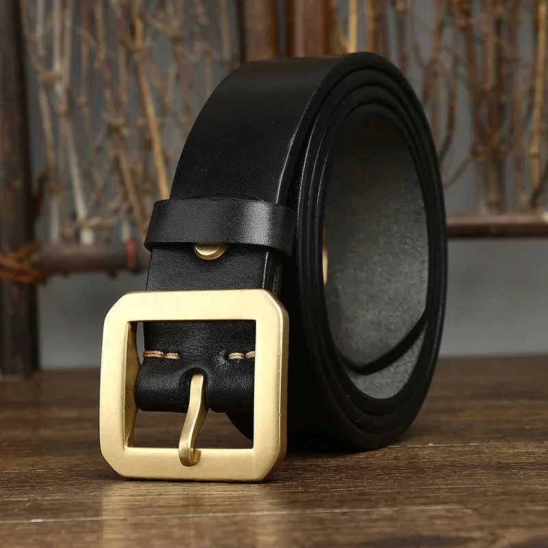 Square Copper Brass Buckle Jeans Belts