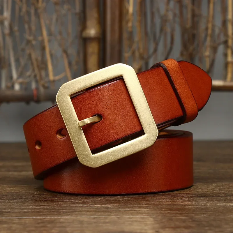 Square Copper Brass Buckle Jeans Belts