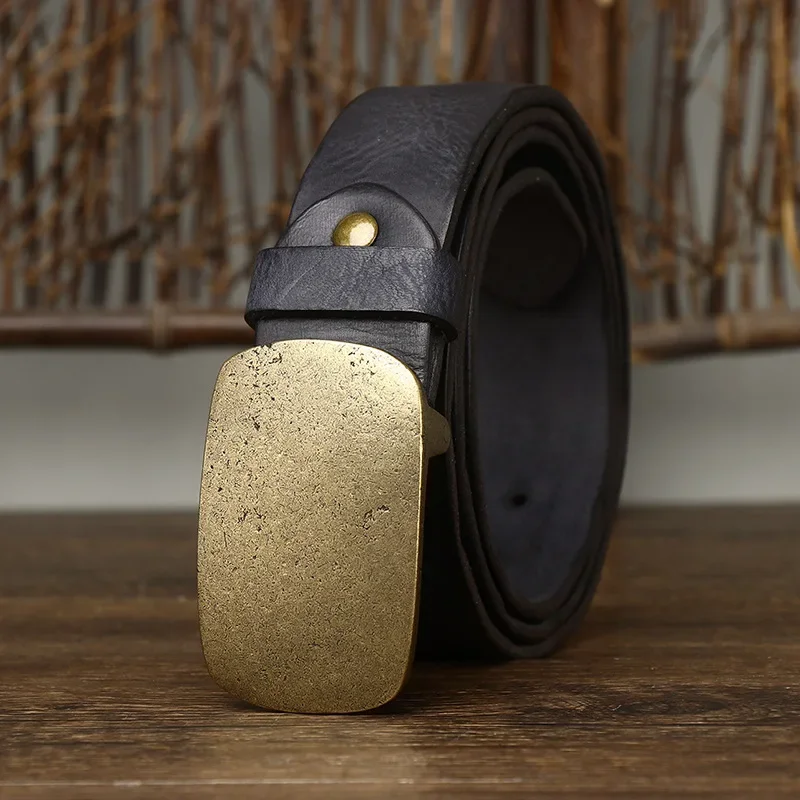 Fashion Mens Belt with Smooth Brass Buckle
