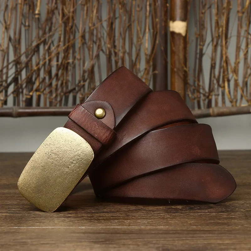Fashion Mens Belt with Smooth Brass Buckle