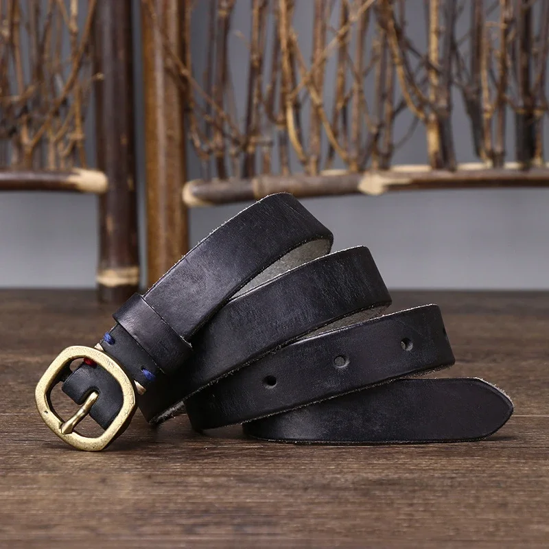 Ladies Thin Cowhide Belts Retro Luxury