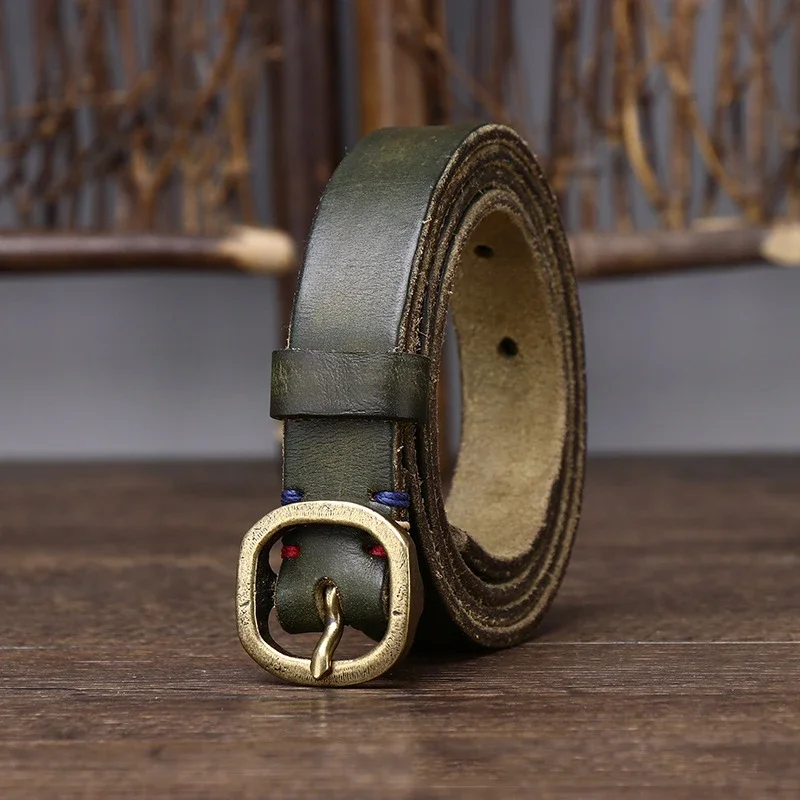 Ladies Thin Cowhide Belts Retro Luxury