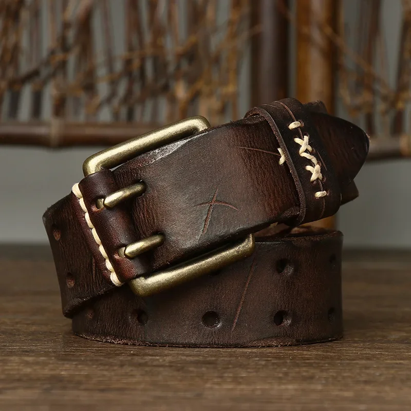 Vintage Handmade Double Prong Leather Belt