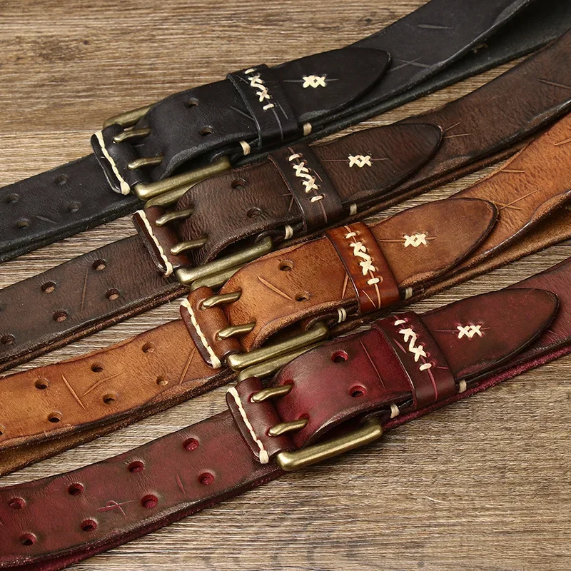 Vintage Handmade Double Prong Leather Belt