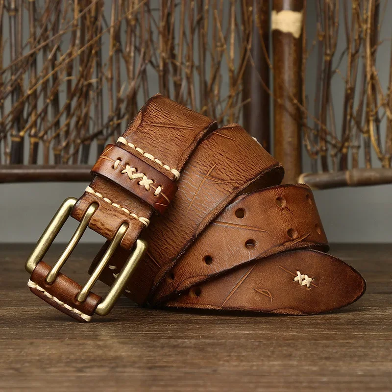 Vintage Handmade Double Prong Leather Belt