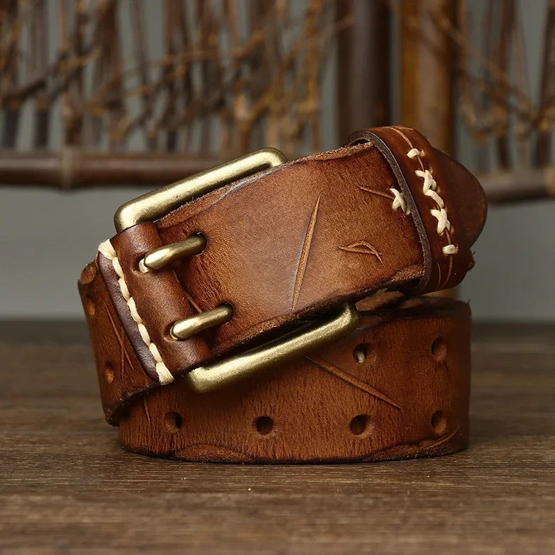 Vintage Handmade Double Prong Leather Belt