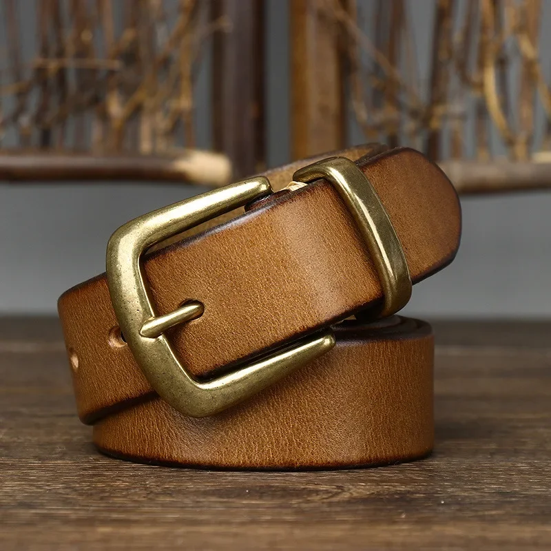 Copper Buckle Genuine Leather Belt