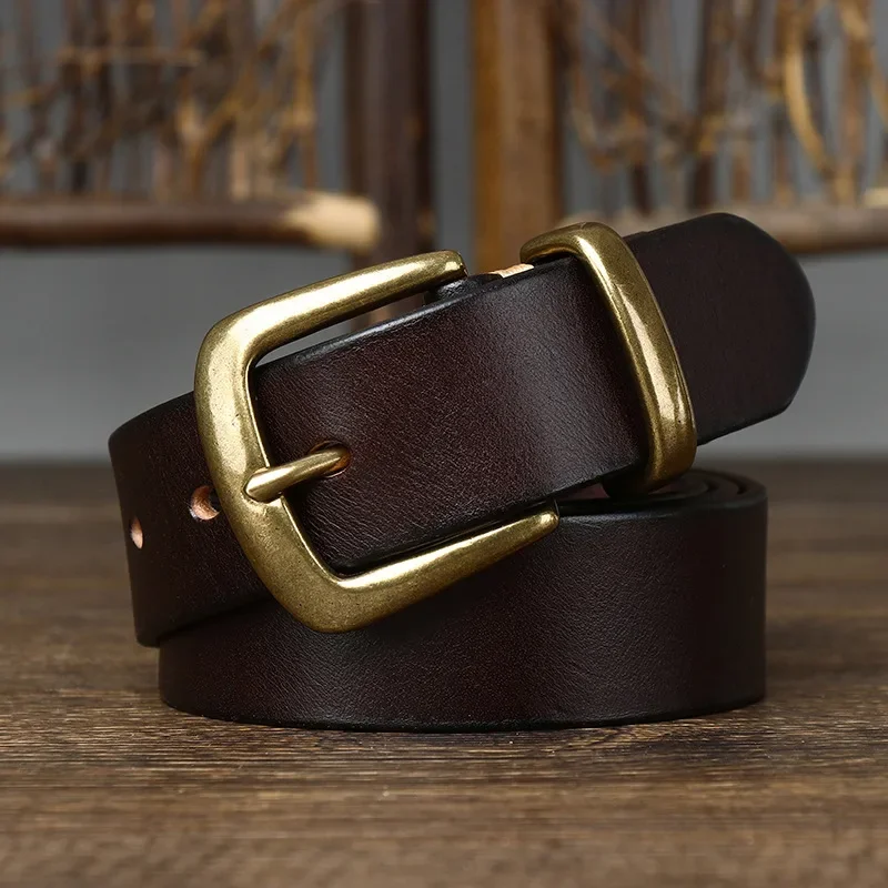 Copper Buckle Genuine Leather Belt