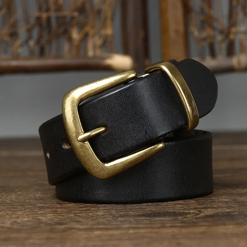 Copper Buckle Genuine Leather Belt