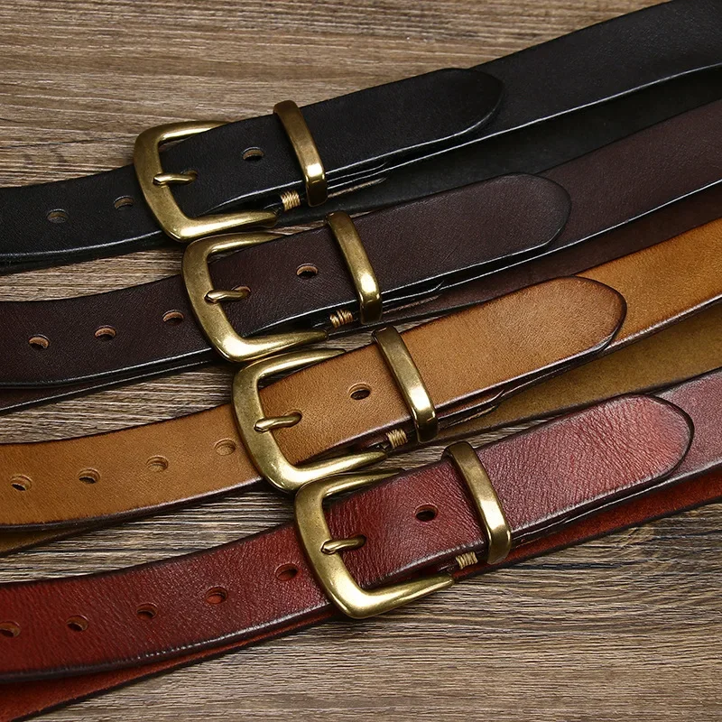 Copper Buckle Genuine Leather Belt