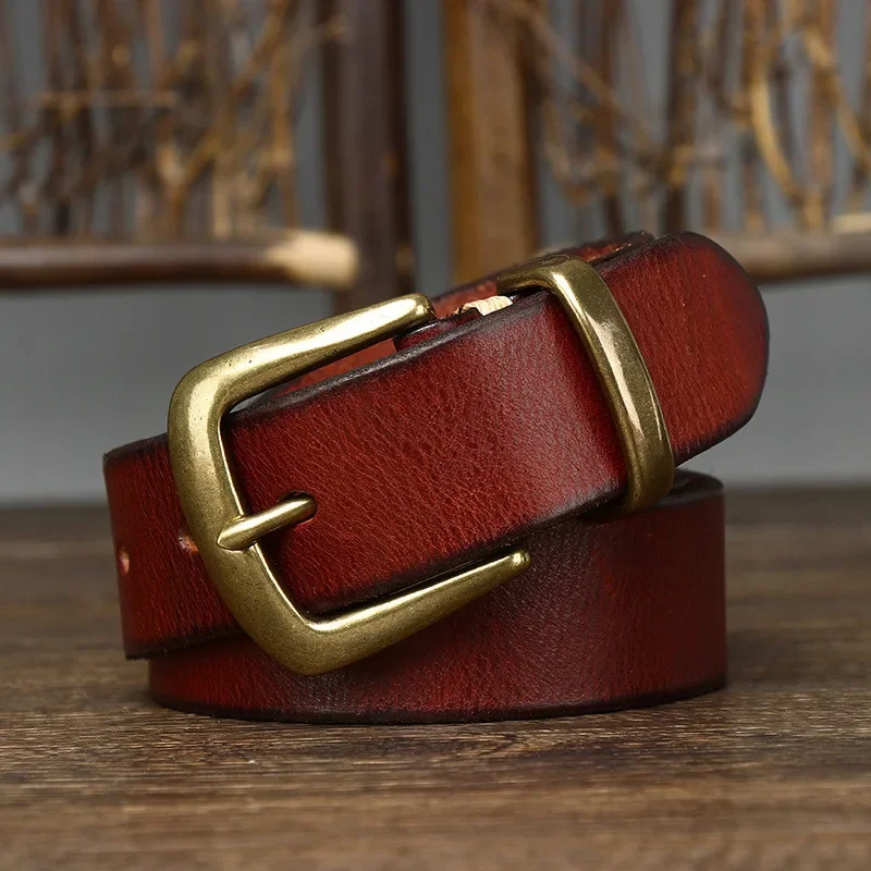 Copper Buckle Genuine Leather Belt