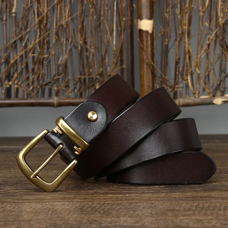 Copper Buckle Genuine Leather Belt
