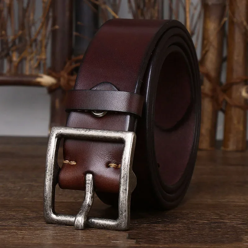 Cowhide Leather Belt with Square Buckle