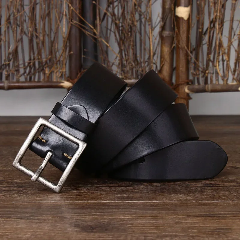 Cowhide Leather Belt with Square Buckle