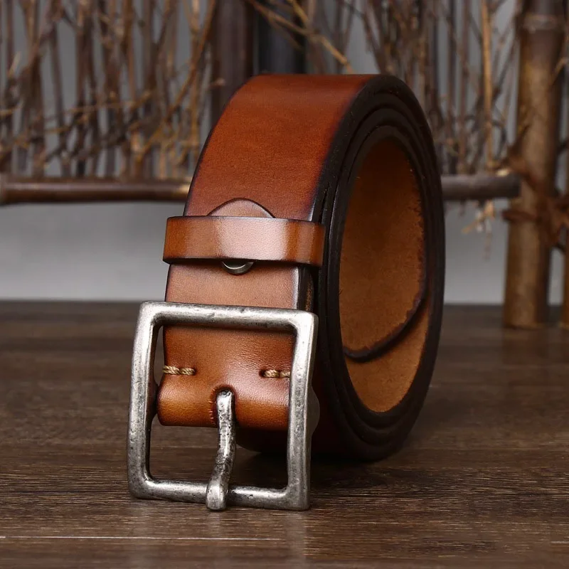 Cowhide Leather Belt with Square Buckle