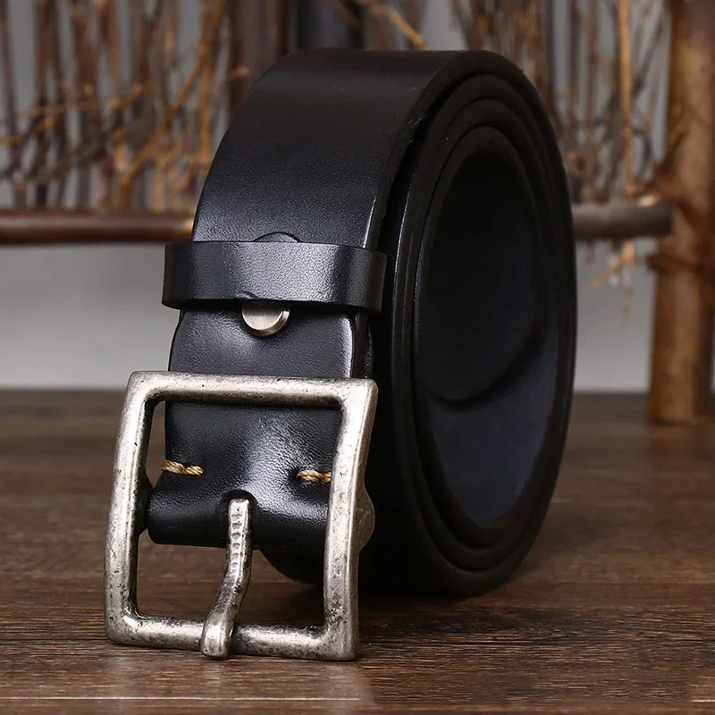 Cowhide Leather Belt with Square Buckle