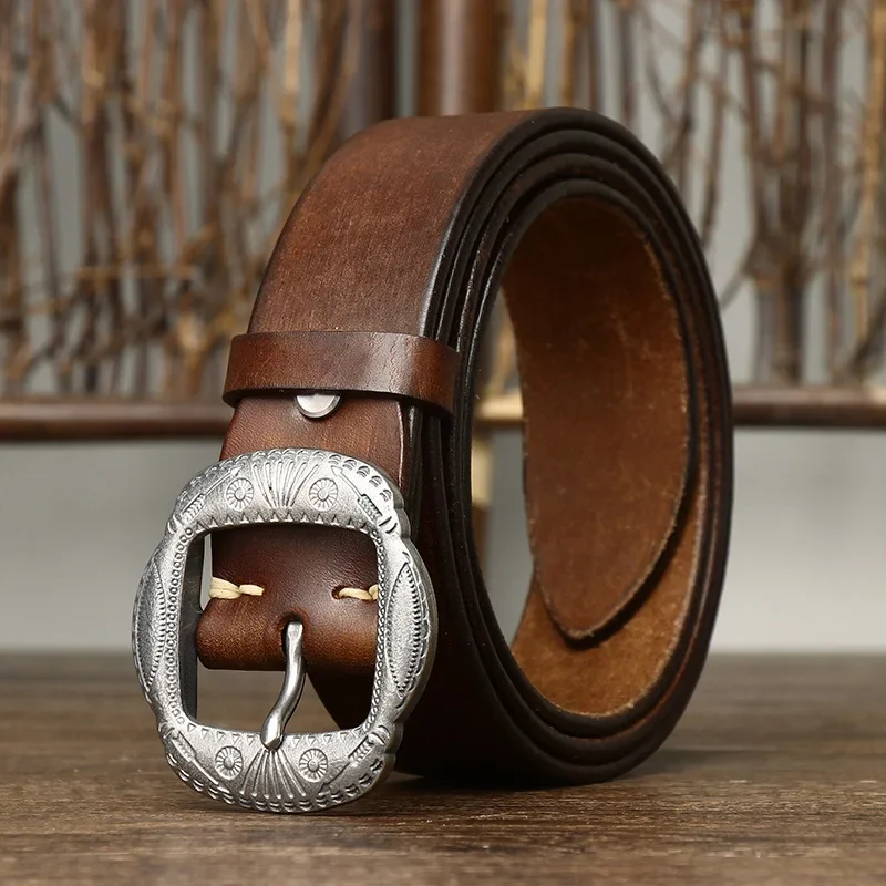 Western Vintage Cowhide Leather Belt