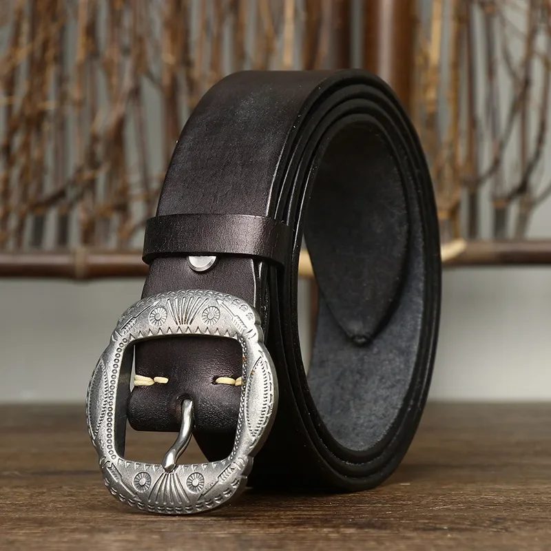 Western Vintage Cowhide Leather Belt