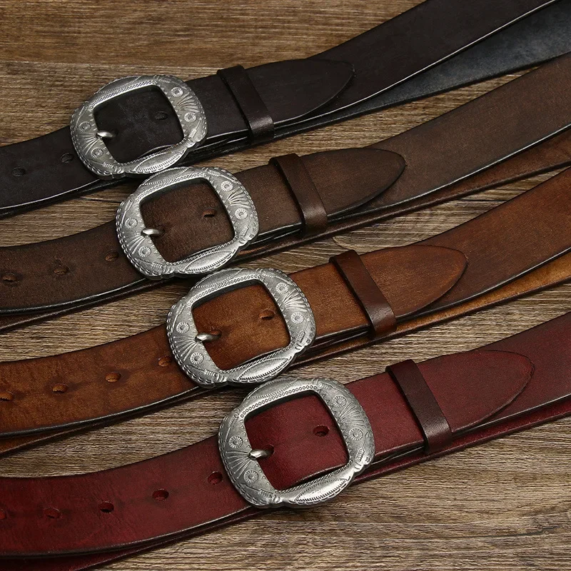 Western Vintage Cowhide Leather Belt