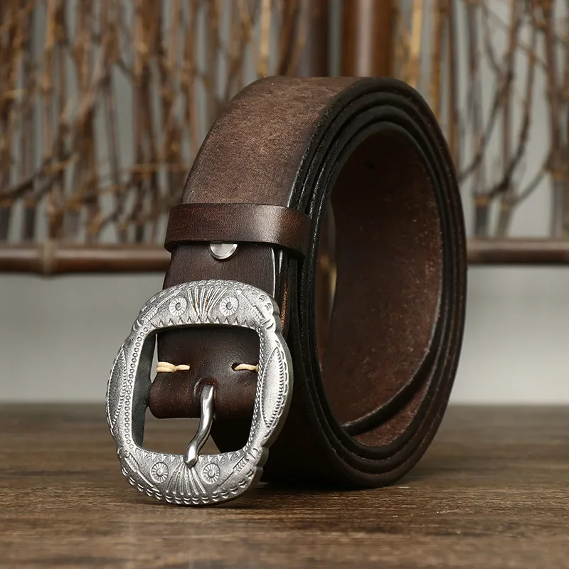 Western Vintage Cowhide Leather Belt
