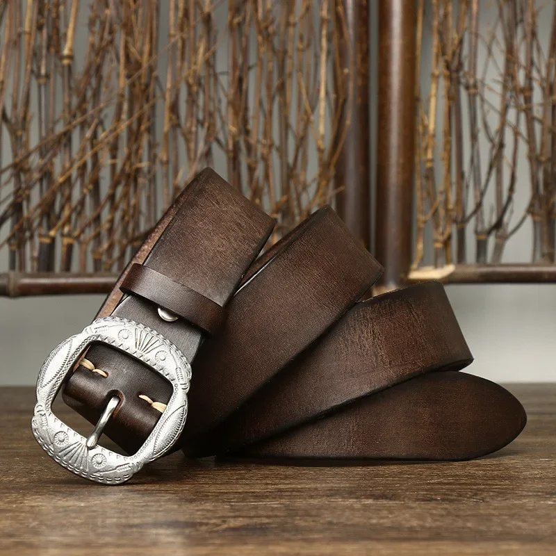 Western Vintage Cowhide Leather Belt