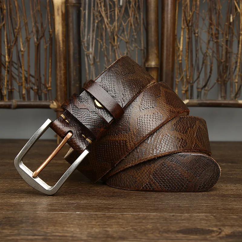Leather Women Belt with Serpentine Pattern