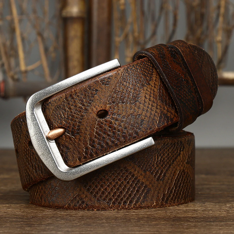 Leather Women Belt with Serpentine Pattern
