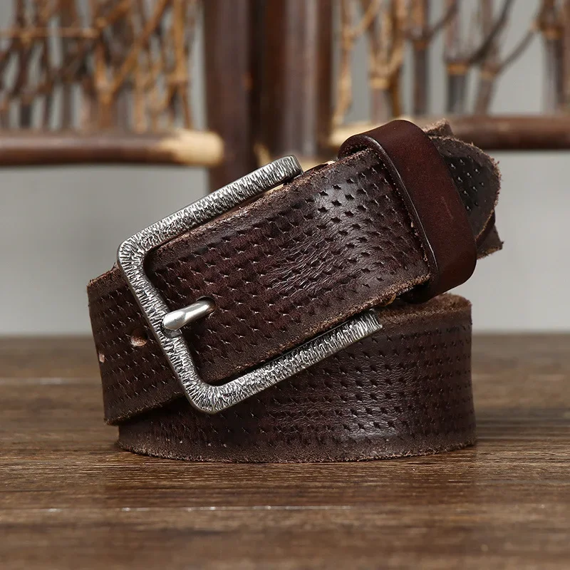 Cowhide Leather Belt with Stainless Steel Buckle