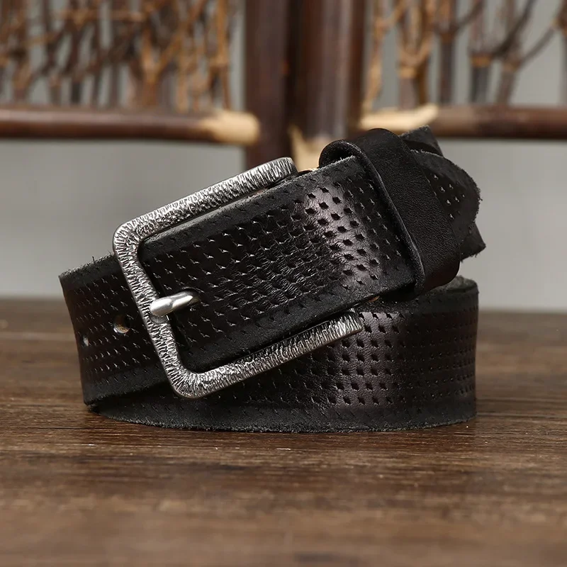 Cowhide Leather Belt with Stainless Steel Buckle