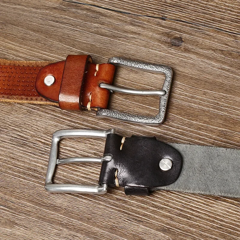 Cowhide Leather Belt with Stainless Steel Buckle