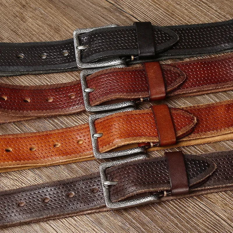 Cowhide Leather Belt with Stainless Steel Buckle