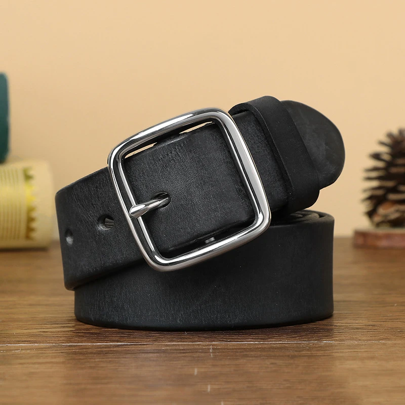 Stainless Steel Buckle Cowskin Leather Belt