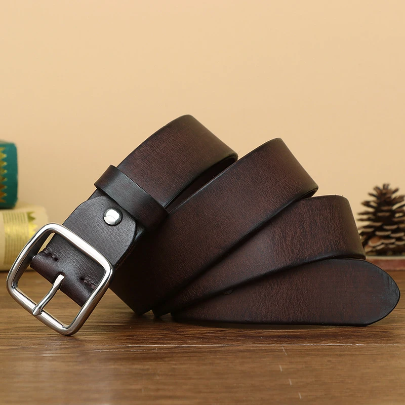 Stainless Steel Buckle Cowskin Leather Belt