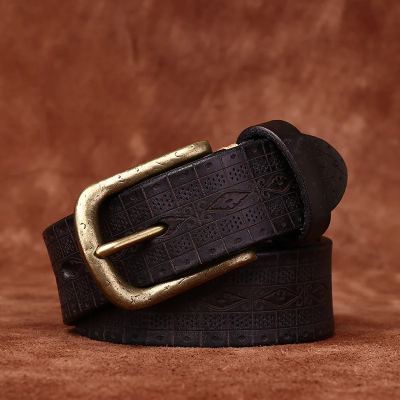 Laser Engraved Cowhide Leather Belt