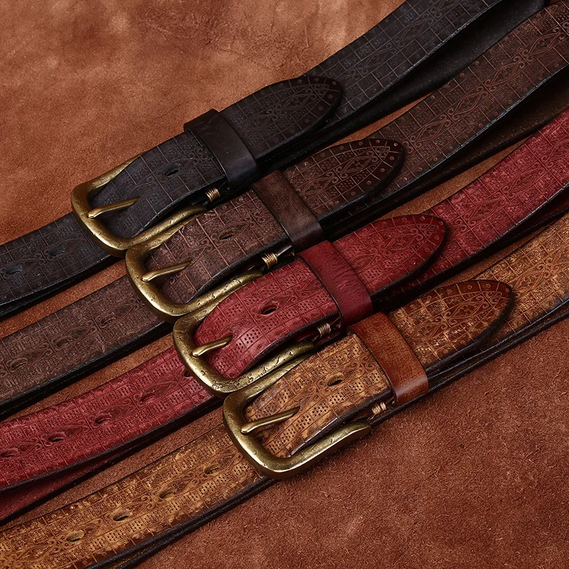 Laser Engraved Cowhide Leather Belt