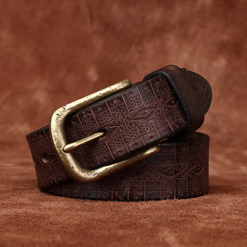 Laser Engraved Cowhide Leather Belt