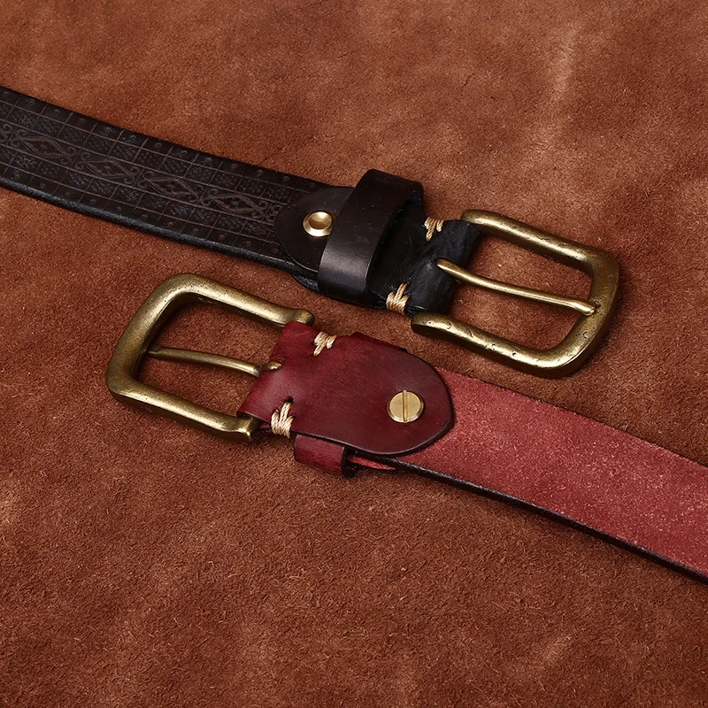 Laser Engraved Cowhide Leather Belt