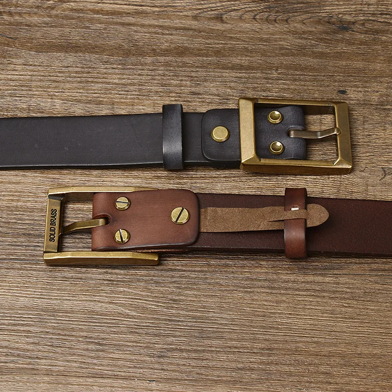 Retro Cowboy Belt with Copper Buckle