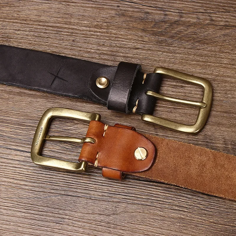 Retro Styles Embossed Cowhide Leather Belt