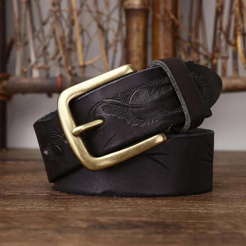 Retro Styles Embossed Cowhide Leather Belt