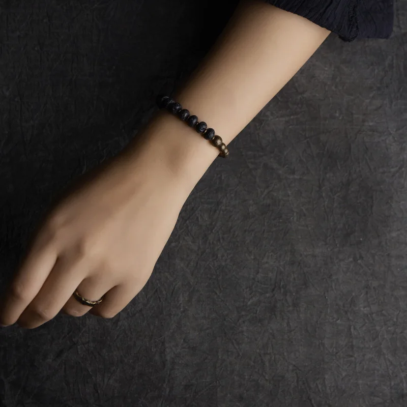 Black Lava Stone Oxidized Copper Bracelet