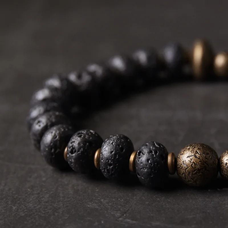 Black Lava Stone Oxidized Copper Bracelet