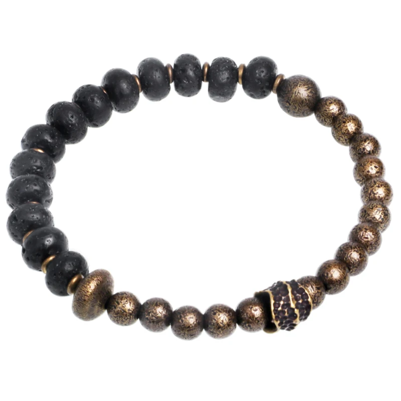 Black Lava Stone Oxidized Copper Bracelet