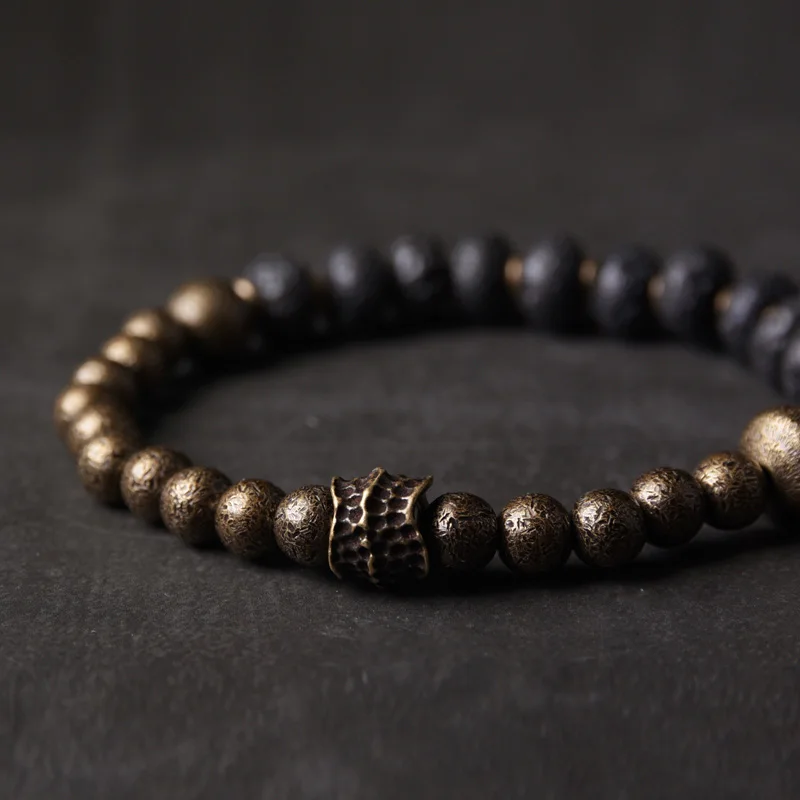 Black Lava Stone Oxidized Copper Bracelet