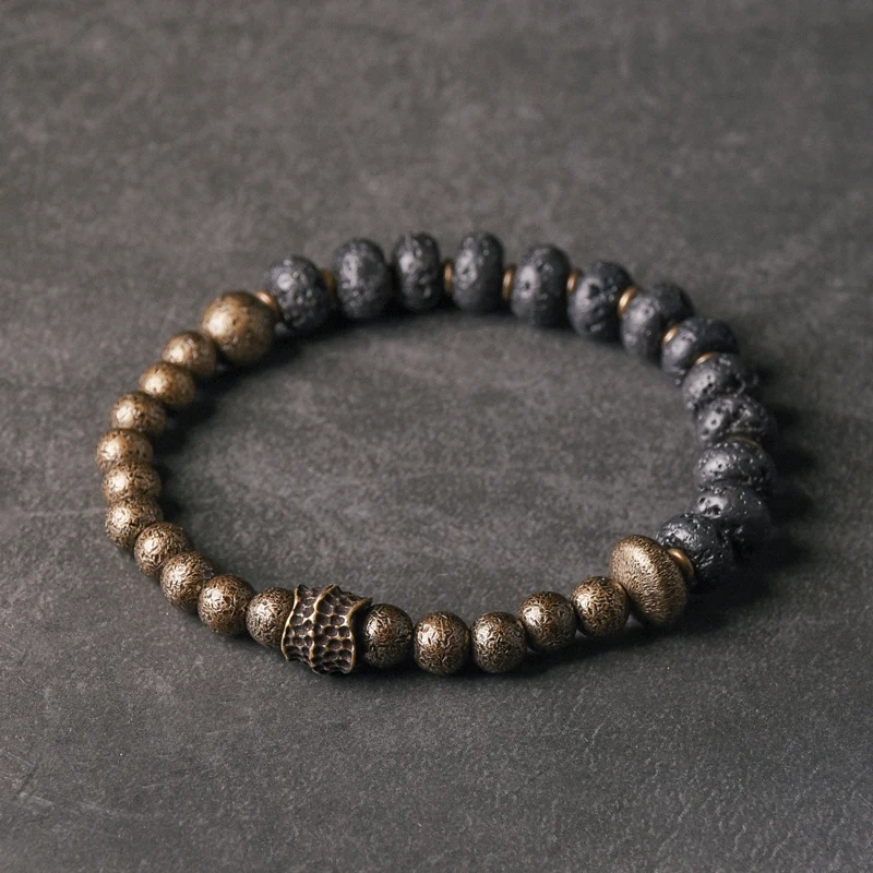 Black Lava Stone Oxidized Copper Bracelet