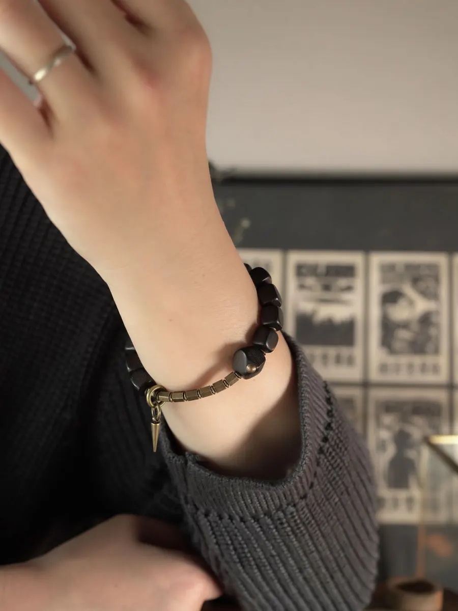 Ebony Beads Black Wood Retro Bracelet