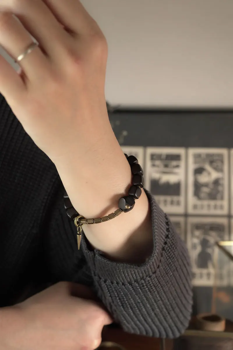 Ebony Beads Black Wood Retro Bracelet