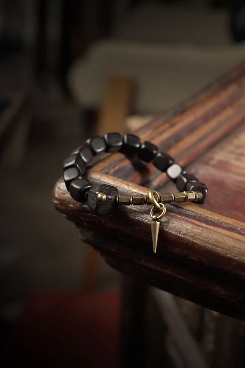 Ebony Beads Black Wood Retro Bracelet